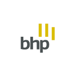 Rundes Logo des bhp, weißer Hintergrund, Schriftzug dunkelgrau.